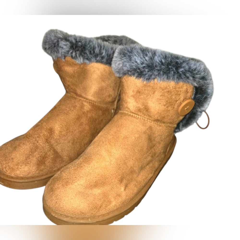 Rue21 Tan Boots with Gray Fur
